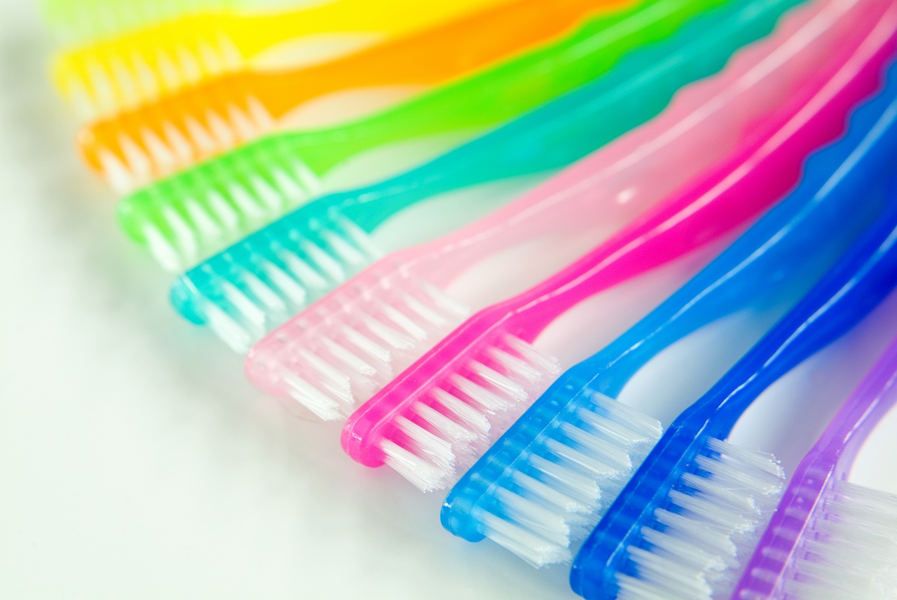 rainbow-colored toothbrushes