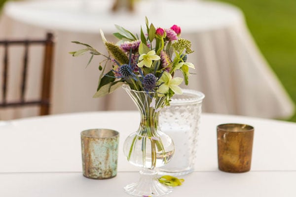 Table with flower centerpiece, Sunstone Winery and Villa, Santa Ynez