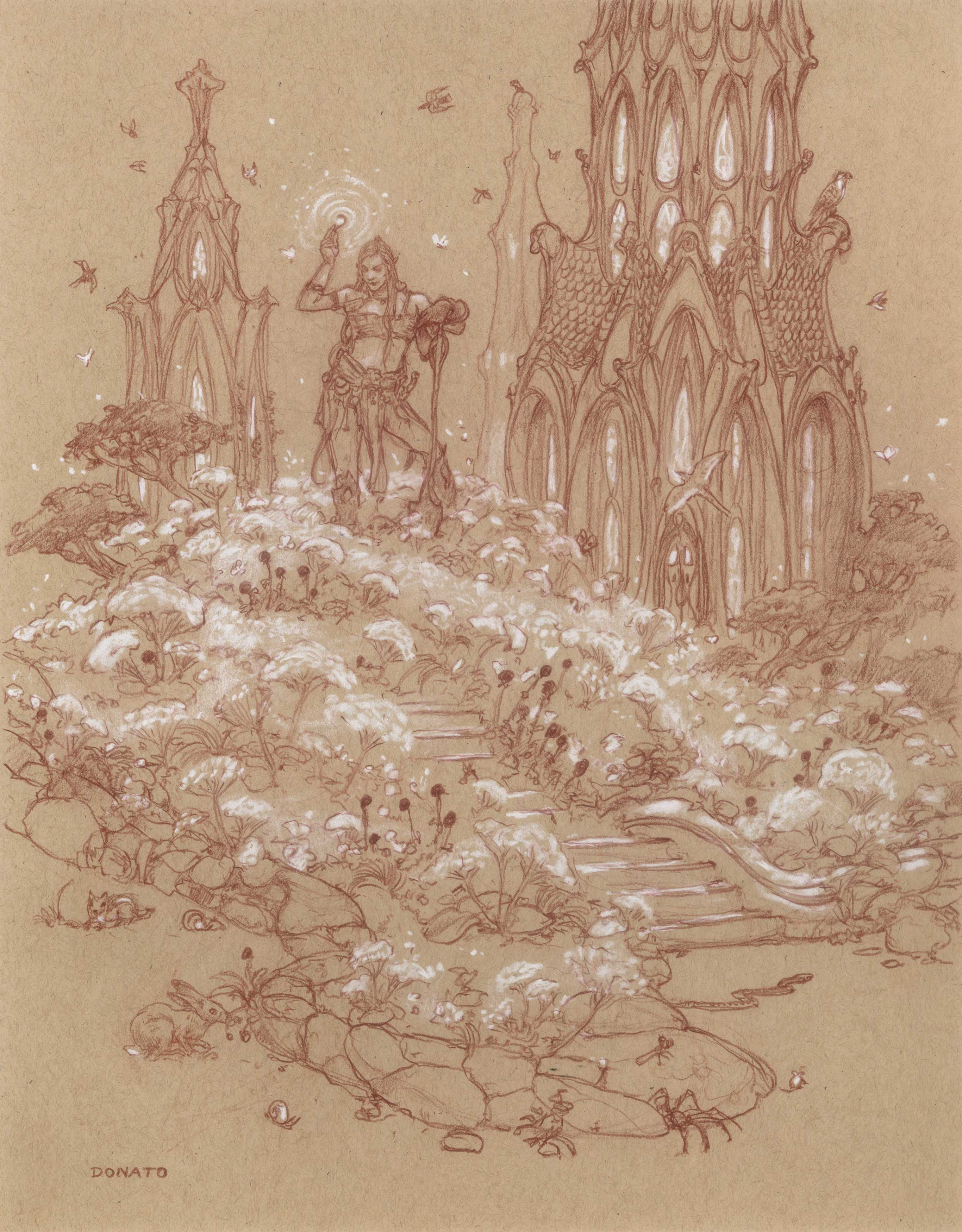 The Druid's Garden
14" x 11" Watercolor Pencil and Chalk on Toned Paper 2022