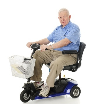 Old Man Sitting on Scooter Lift