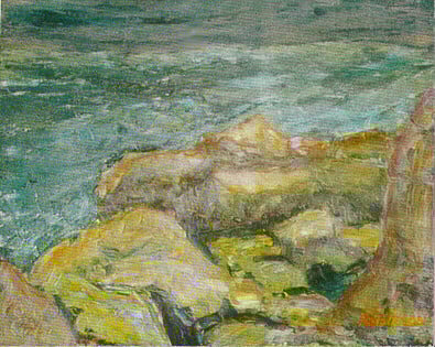 Op-028 ASILOMAR EVENING 16 in. X 20 in. Oil on Linen;1989