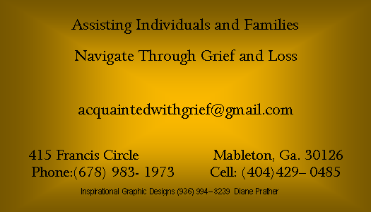 Back Business Card Grief Counselor