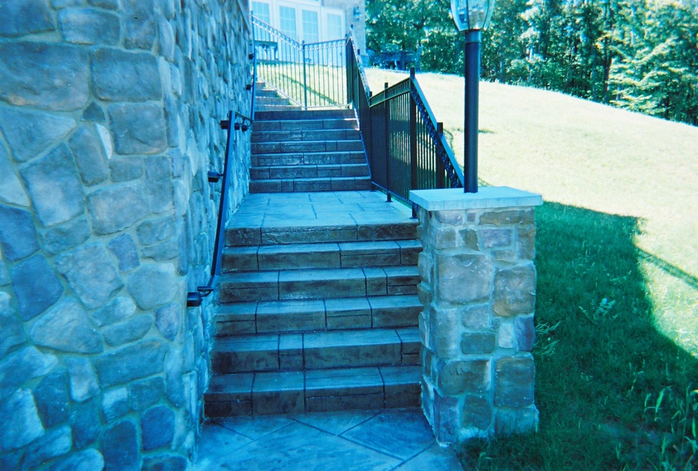 Concrete steps with railing
