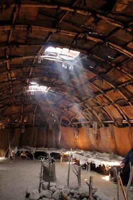 Inside of a Nush Wetu Wampanoag Thanskgiving Many Hoops