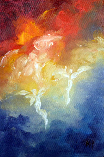 Angels Descent - 4"x6" Oil on Stretched Canvas  SOLD 