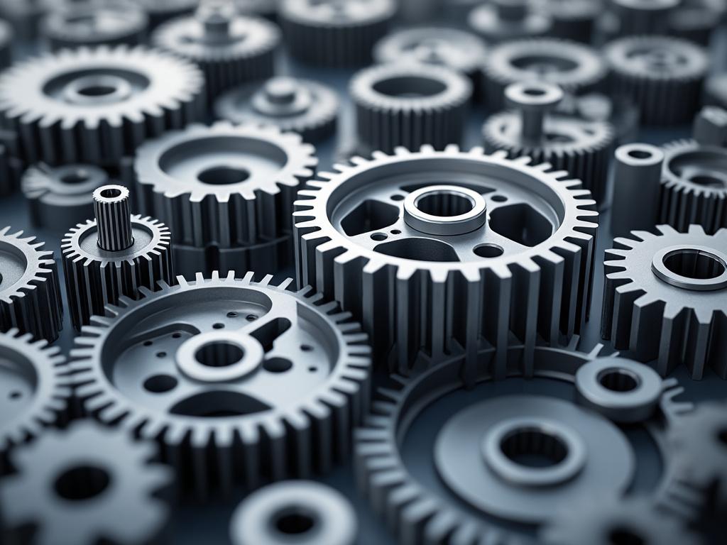 Engranajes de metal interconectados, concepto de maquinaria industrial.