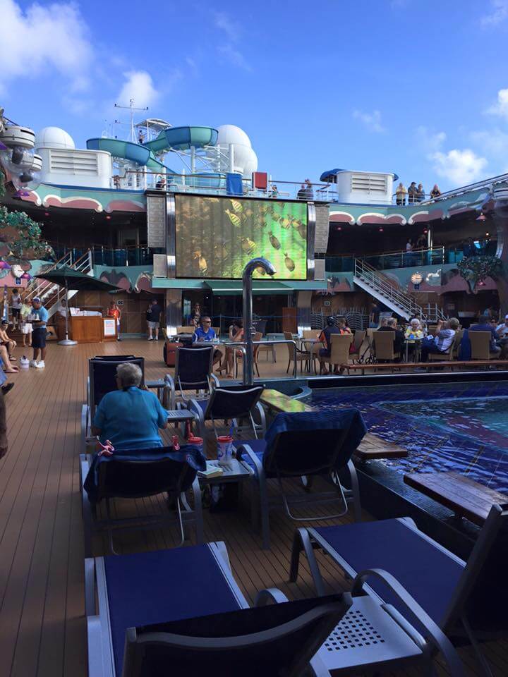 Dining area on the deck of the Carnival cruise ship Splendor.