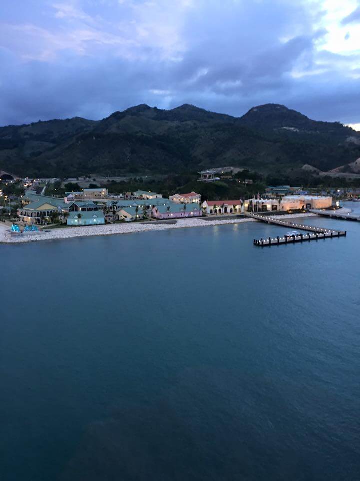 View of the a pier from the Carnival cruise ship Splendor.