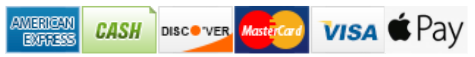 We accept American Express, Cash, Discover, MasterCard, Visa and Apple Pay.