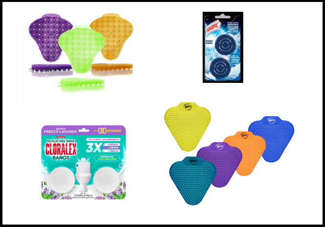 Tapetes para mingitorio y pastillas para inodoro