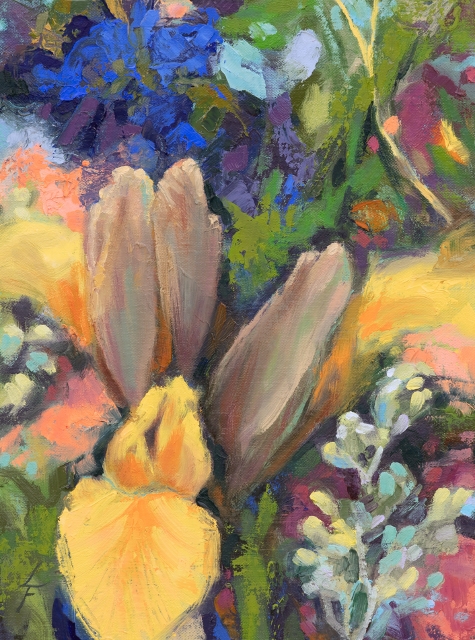 Fink The Brown Iris, 12x9 Oil and Cold Wax