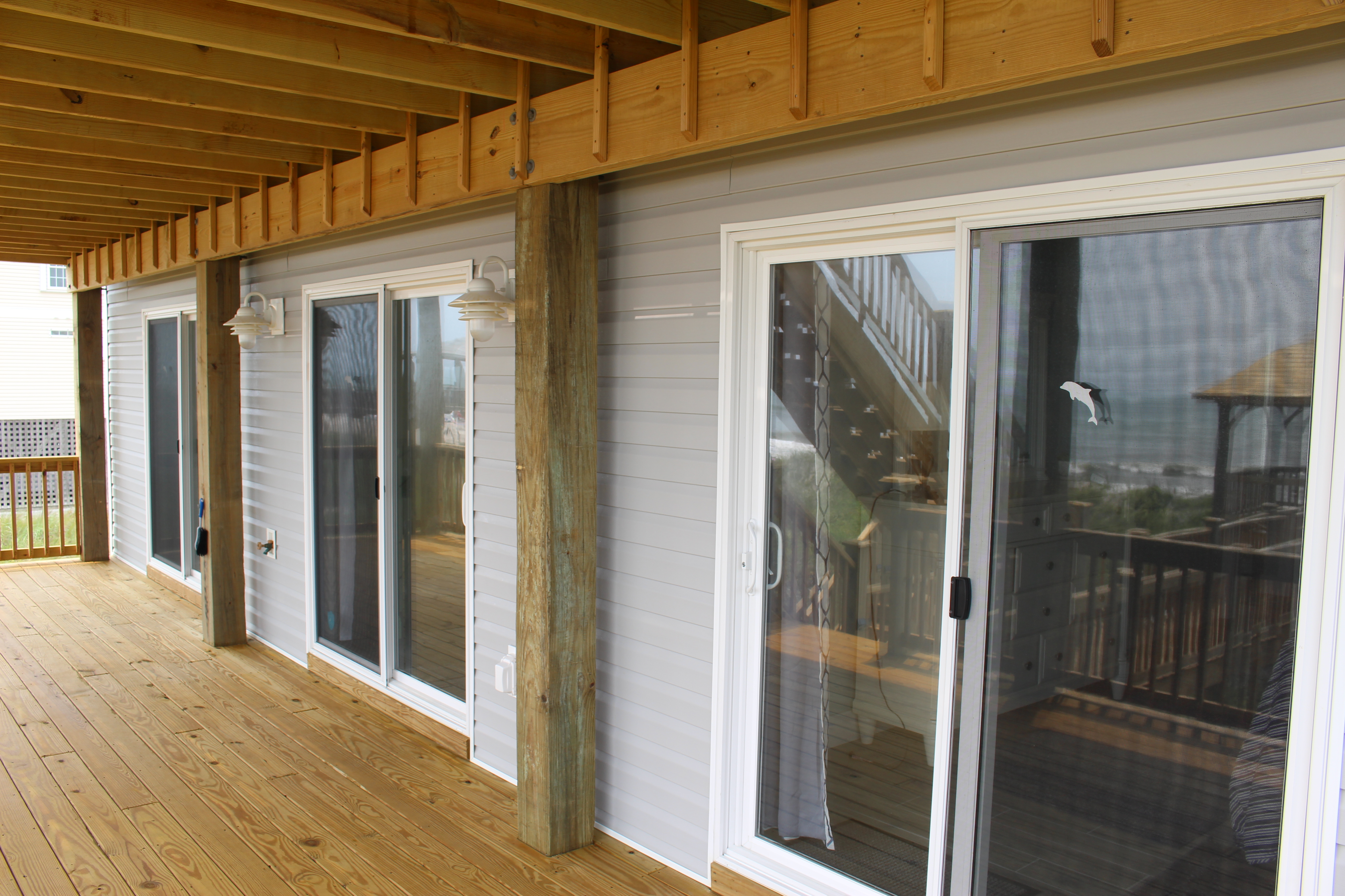 Southerly view of the bedroom sliders from the deck