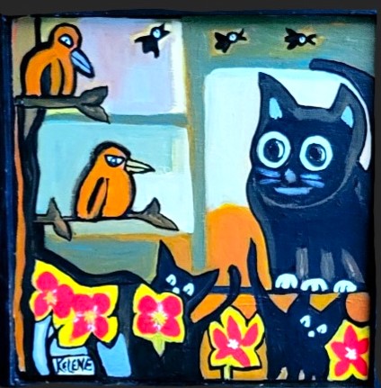 birds and cat kelene