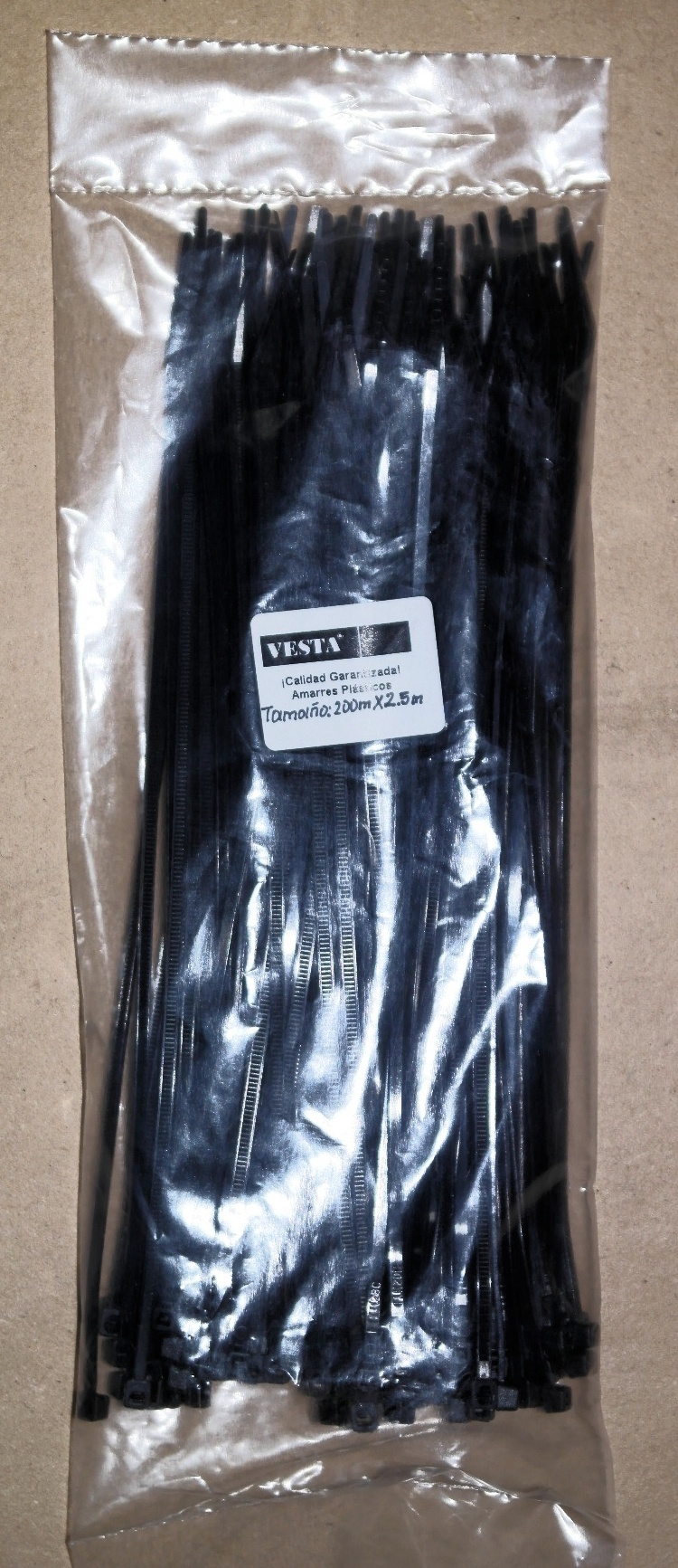 Amarre 200 mmx25mm negro 
Vesta Paquete x100 Cod:19438