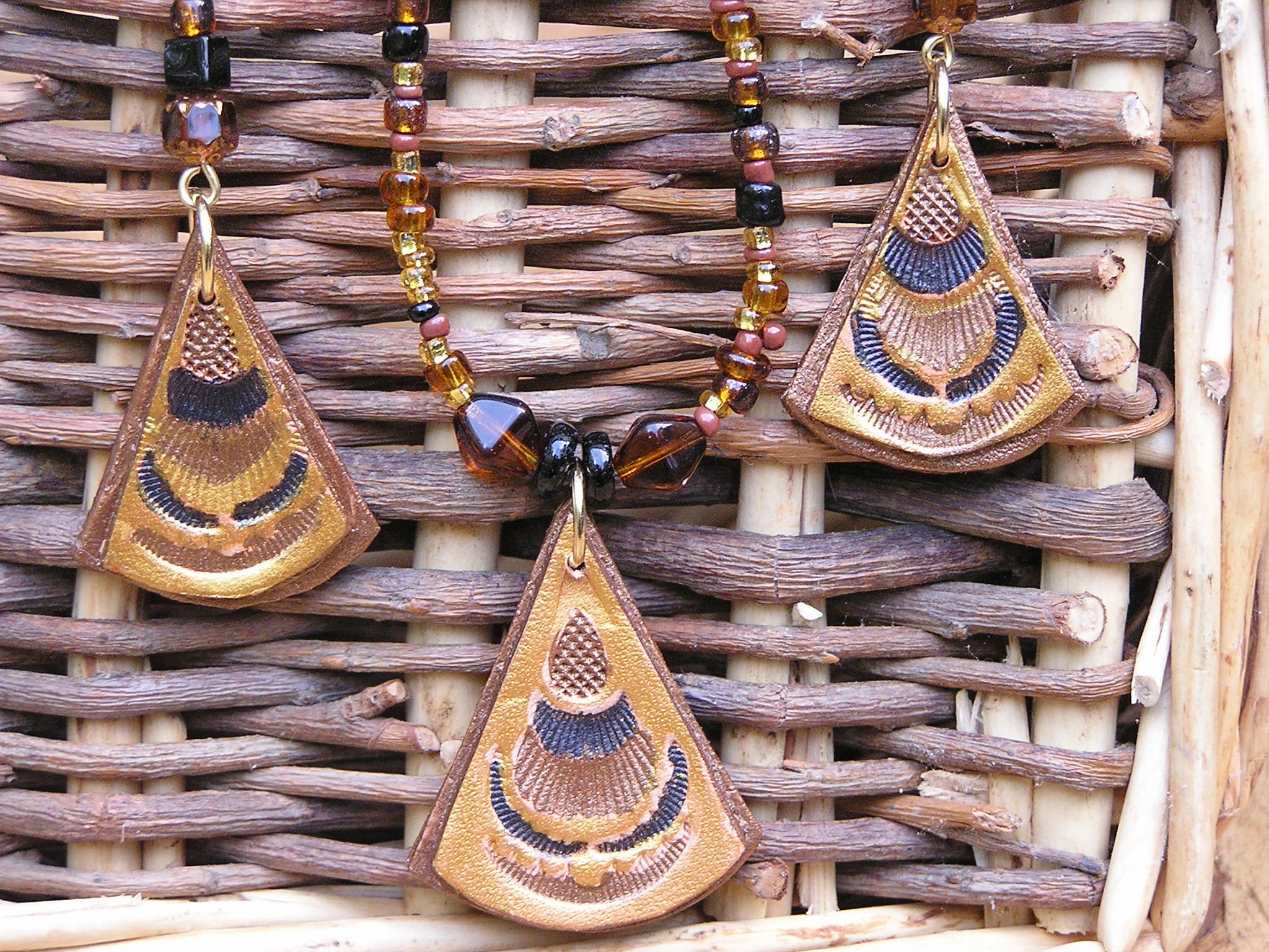 Leather Earrings and matching Pendant