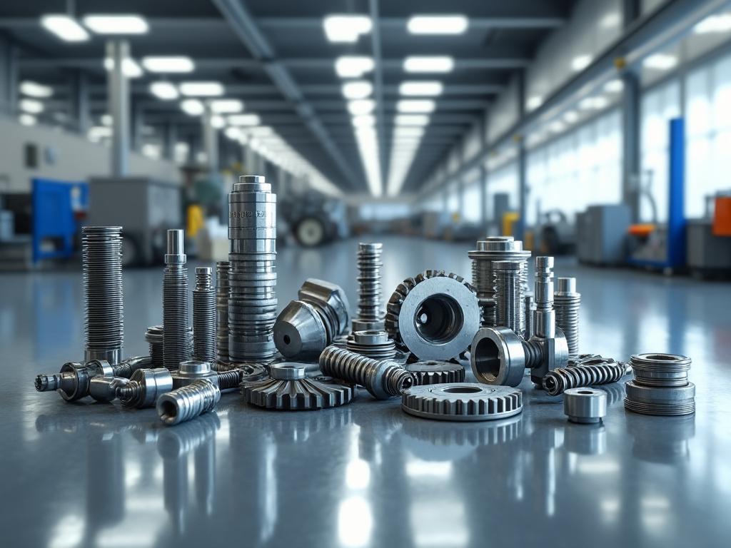 Piezas mecánicas de metal en un entorno de fábrica.