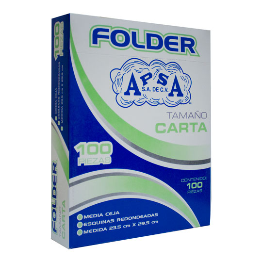 FOLDER CREMA TAMAÑO CARTA
MARCA APSA, PAQUETE C/100 PIEZAS
ARTÍCULO: FOLDER
MATERIAL: CARTULINA
TIPO: 1/2 CEJA
COLOR: CREMA
MODELO: L10FC