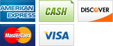 We accept American Express, Cash, Discover, MasterCard and Visa.||||