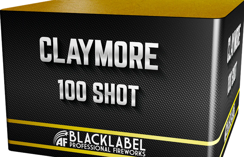 CLAYMORE - Featuring continuous crackle lift mines, dragon eggs, fireflies, super brocades and coloured stars Claymore is often the choice of the professional. £50