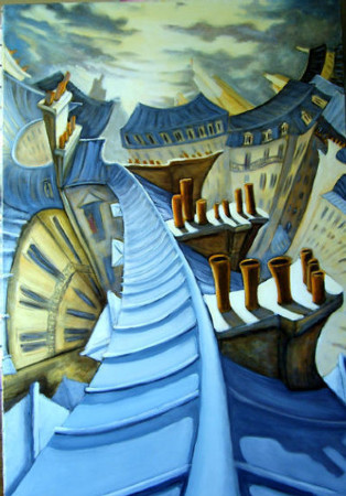 chimneys in morning 
73X116CM sold