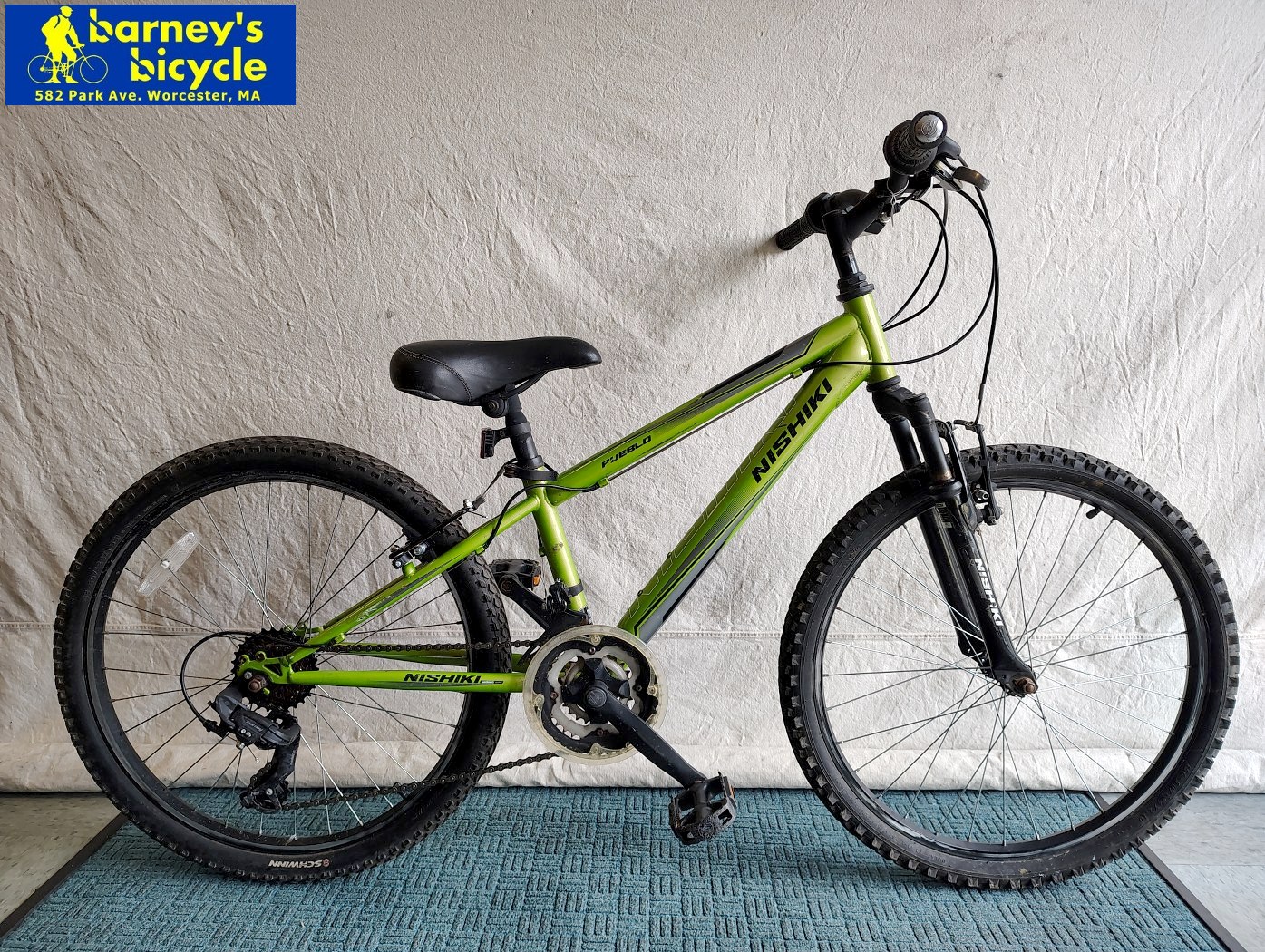 Nishiki Pueblo 24
Wheel Size: 24"/ Ages 9-12
Speeds: 21spd 
Price: $219.00 (Professionally Tuned)
