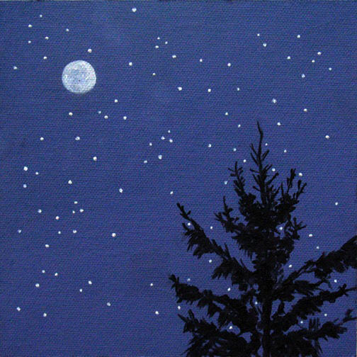 Morning Moon ~ 6" x 6"  Oil on Canvas Panel