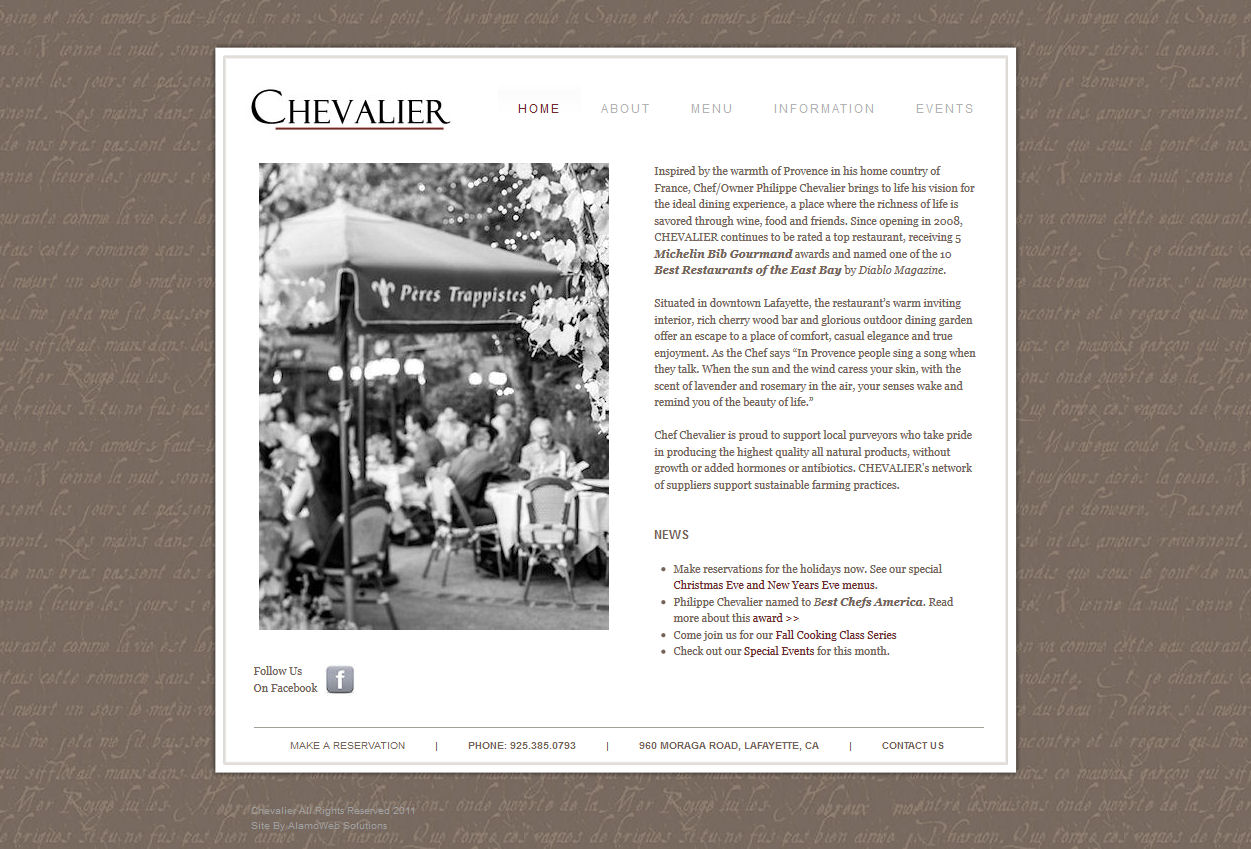 Chevalier Restaurant Website