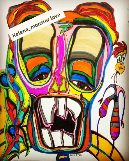 Title: On my back. Pen and pencil on paper. 11 x 14 framed. Artwork by kelenemonsterlove. copyrighted.