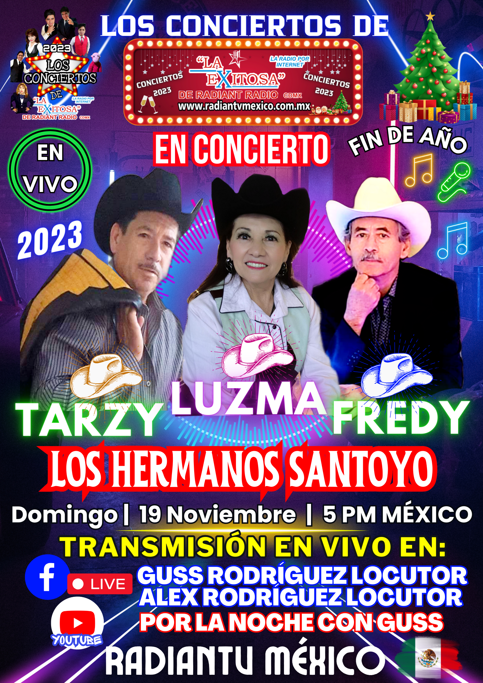 los hermanos santoyo en conciero luzma la capireña fredy rey tarzy santoyo la exitosa de radiantv mexico 2023
