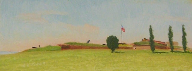 20. Morning, Ft. McHenry Study, 3x8 oil on panel