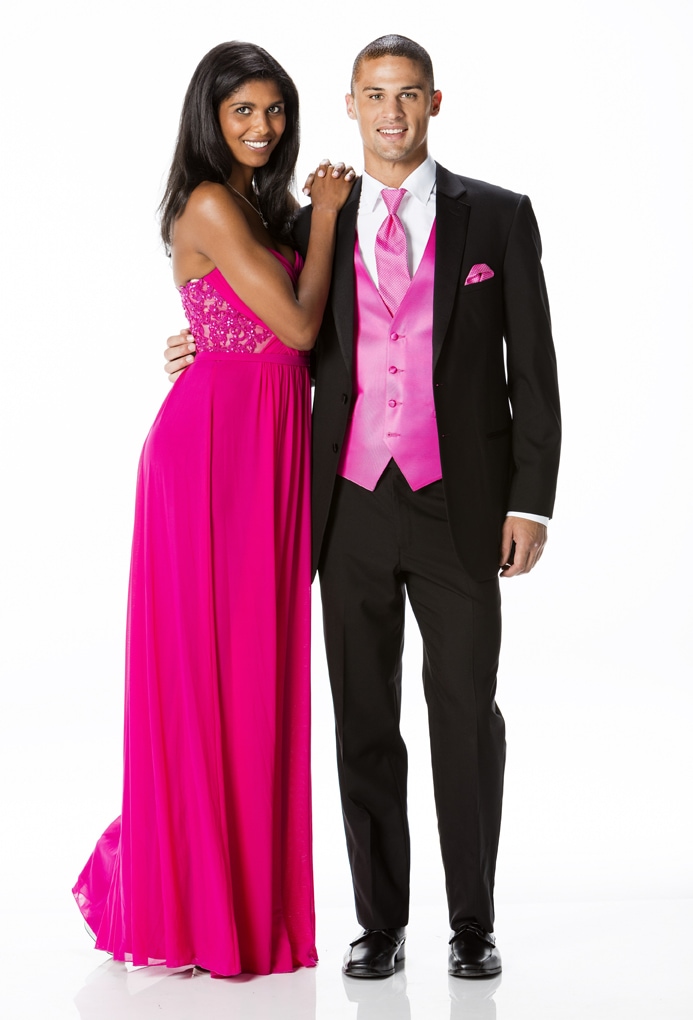 hot pink tuxedo dress
