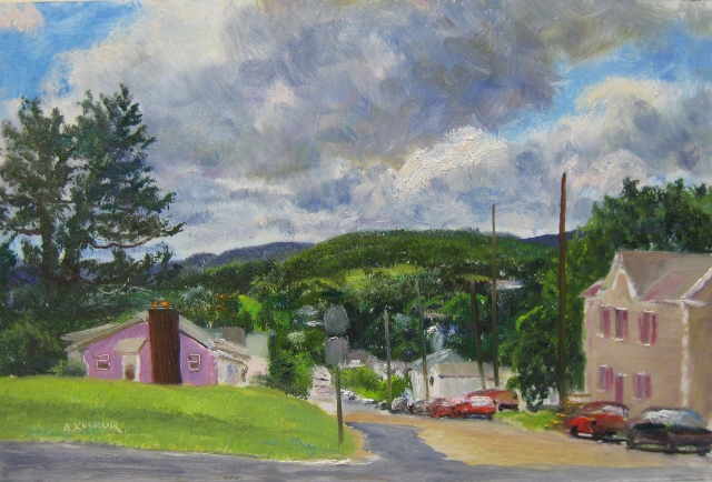78. Sunday in Frostburg, MD, 8x12 oil on panel
