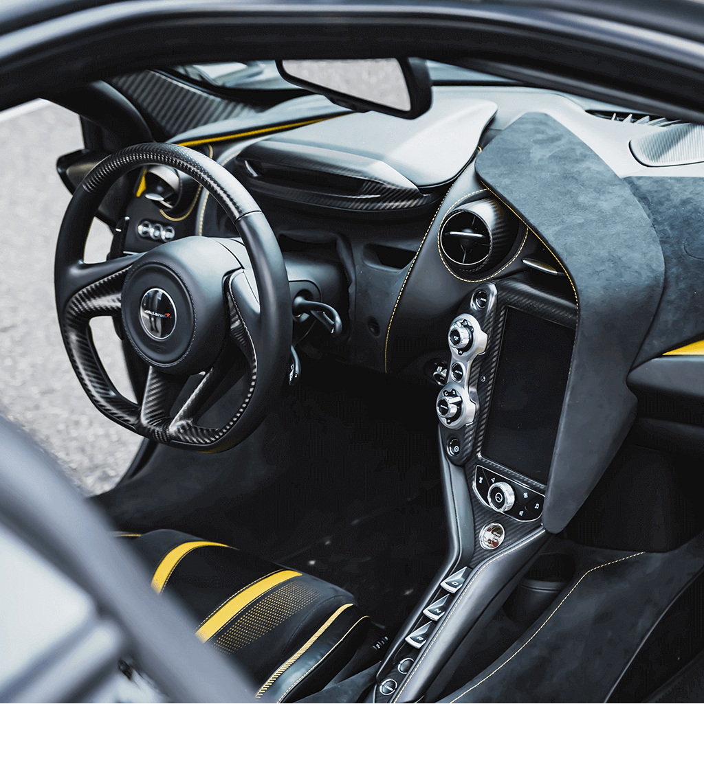 the inside of a sports car