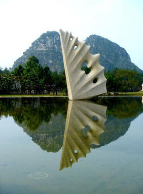 Flying on the water, granite, Guilin, China