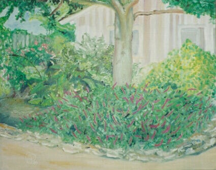 Op-005 FIRST THEATER GARDEN 16 in x 20 in Oil on Linen 1988 private collection
