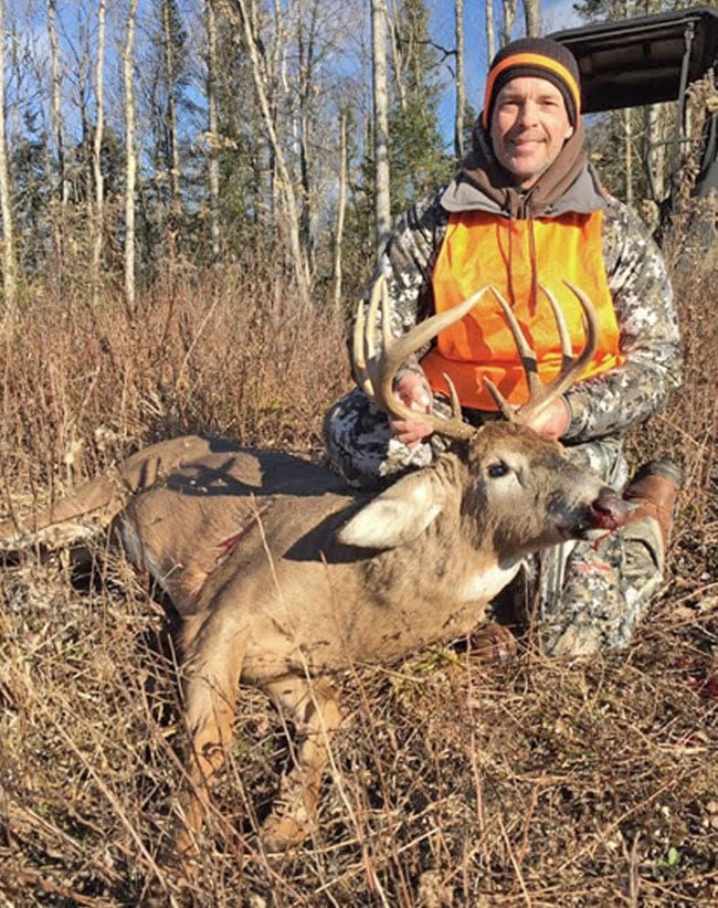 Host Steve Nooyen with a nice 10 pt buck from the Wheelchair Whitetails property