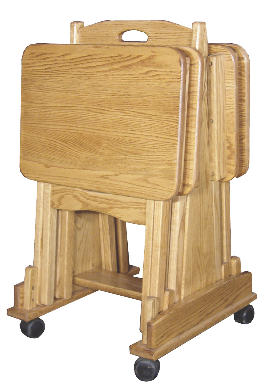 Folding TV Tray Set w/Cart-#66
