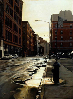 Photo of a sunrise in an empty street 