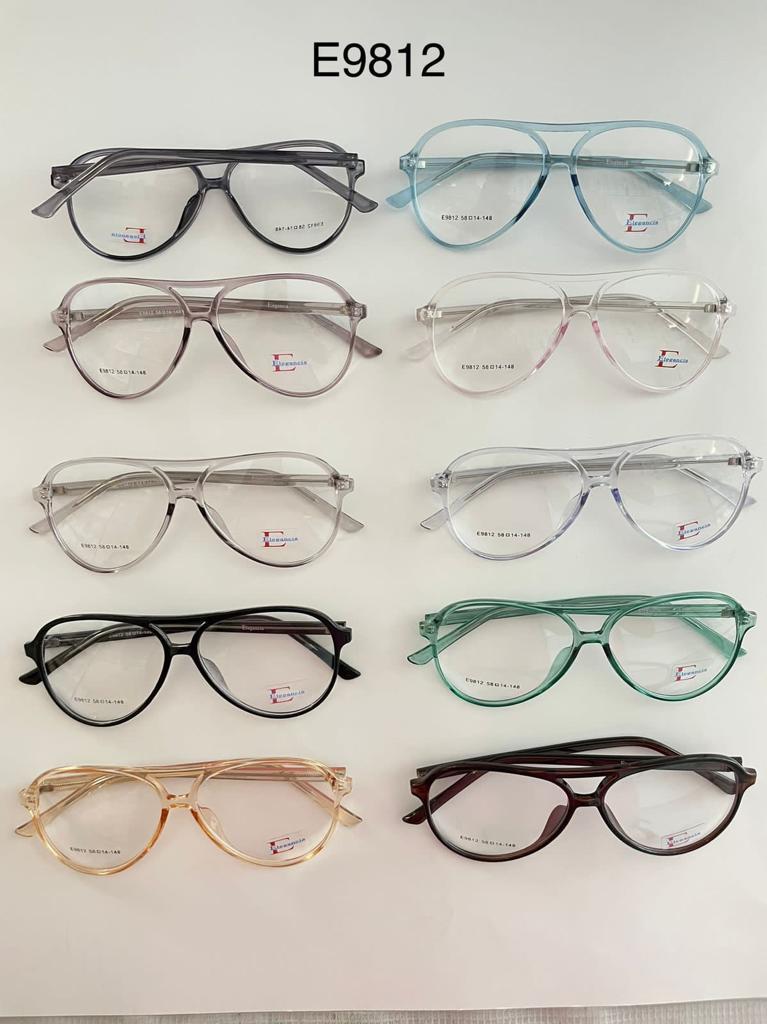 Modelo: E9812
Colores Translucidos: Cafe, Negro brilloso, Gris, Amarillo, Verde, Humo, Lila, Cafe Claro y Azul
Colores Difuminados: Cafe, Rojo, Morado, Azul, Negro/Transparente y Negro/azul