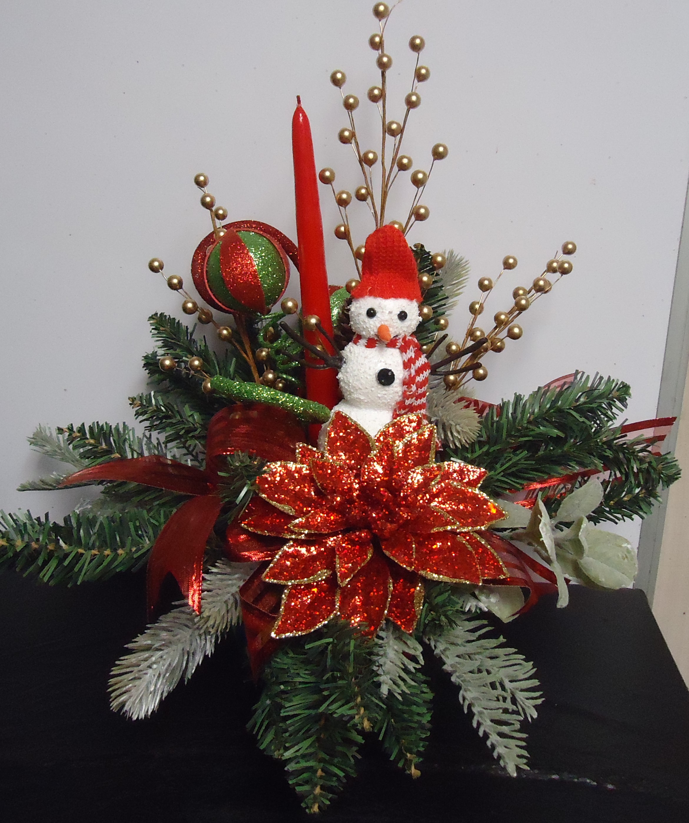 (4A)  "Silk" Snowman Arrangement
$40.00