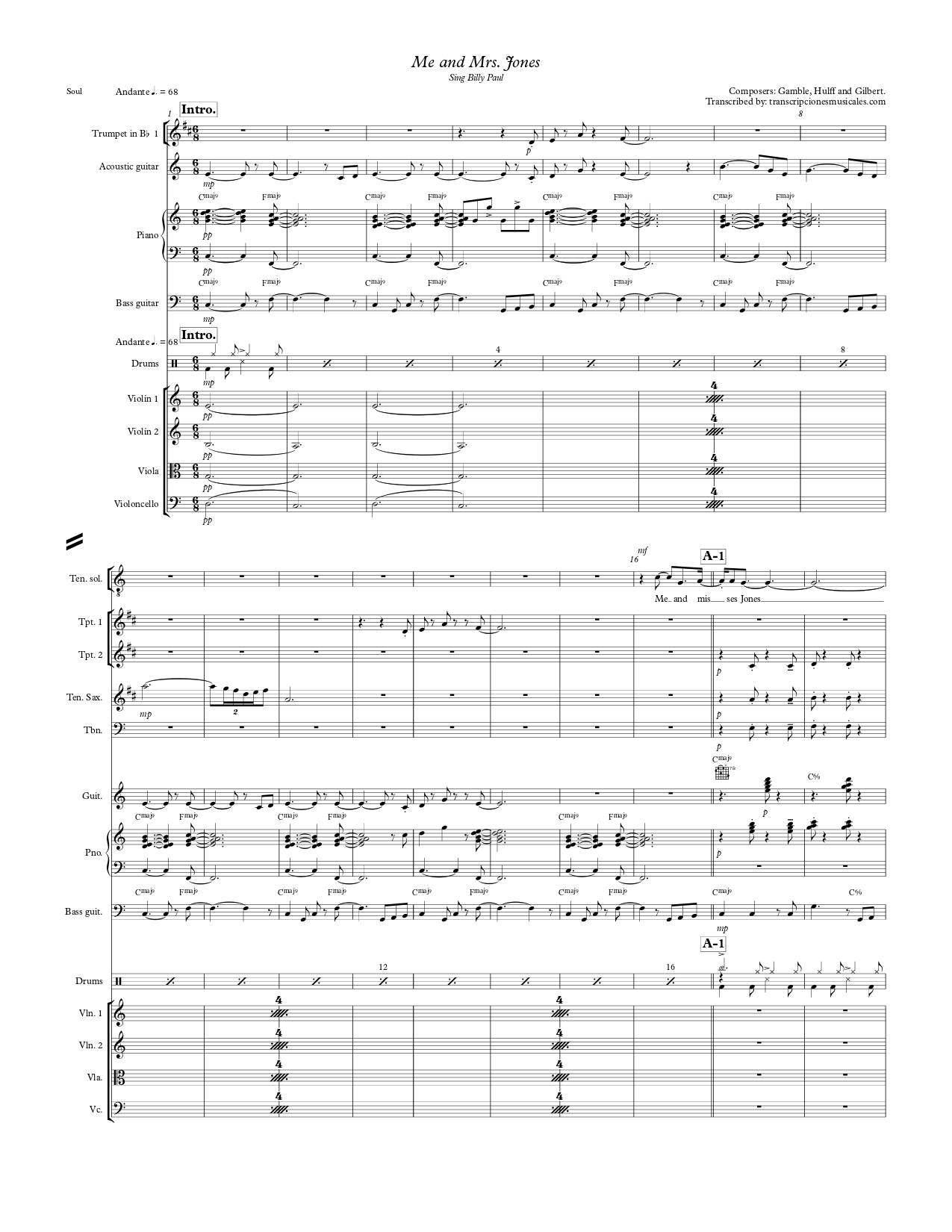 Me and Mrs, Jones - sheet music page 1