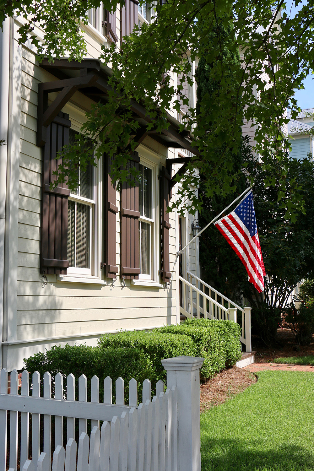 brown window shutters