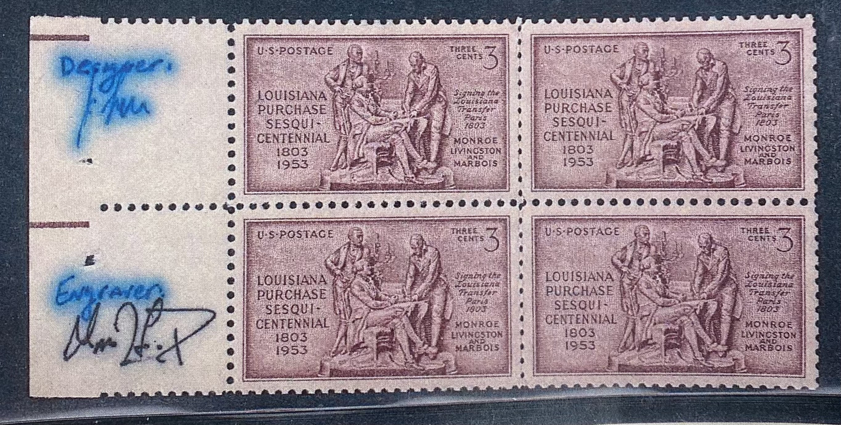 1953 Louisiana Purchase Block of 4