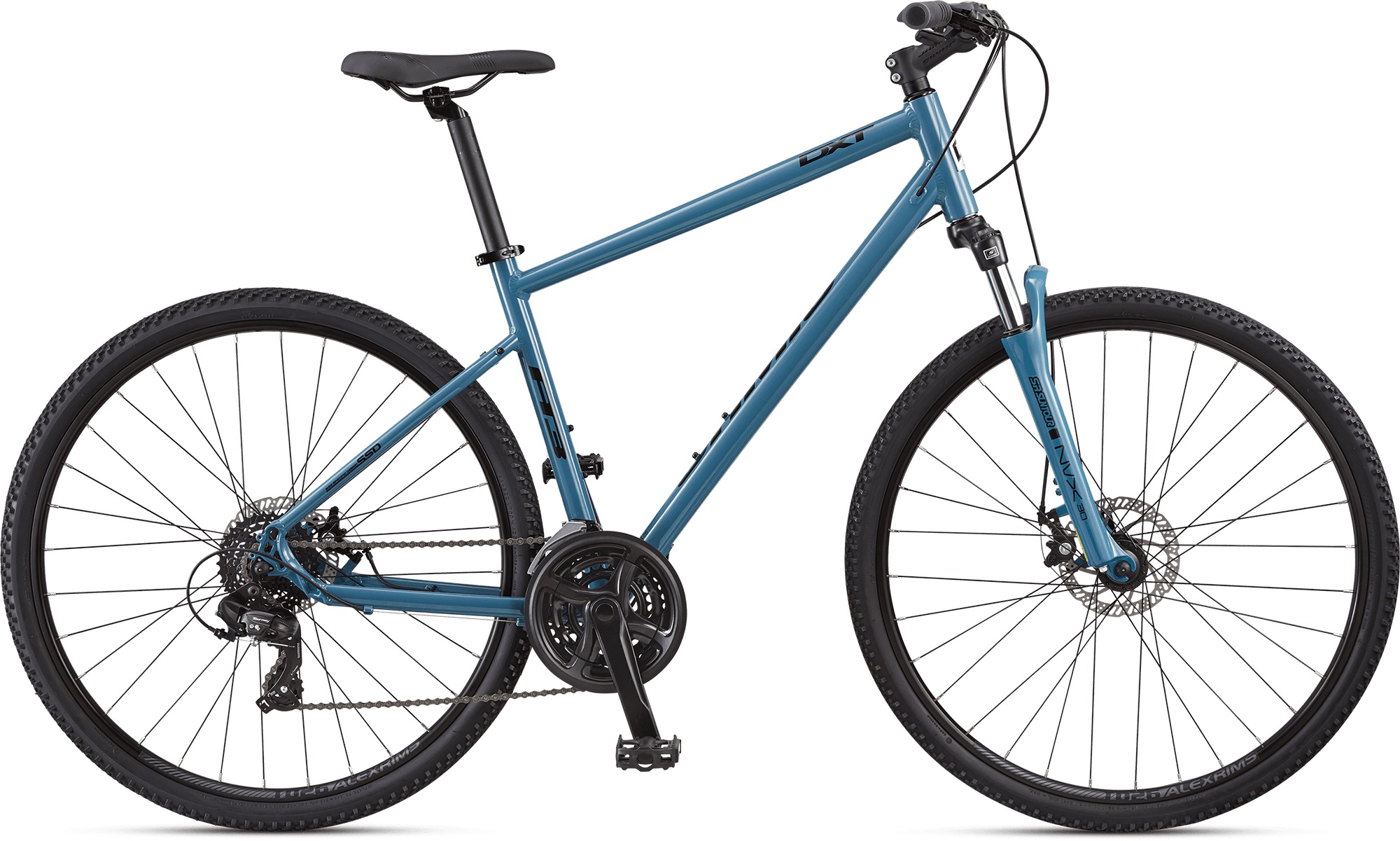Jamis DXT A3 - (Dual Sport Hybrid)
Alum. Frame. Suspension Fork
Shimano 2x8 Drivetrain
Tektro Hydraulic Disc Brakes
$699.99