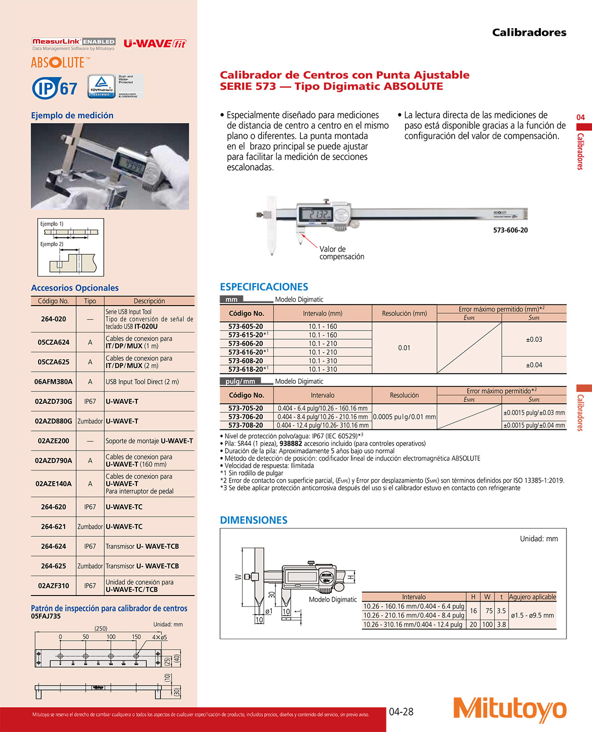 Calibrador de centros con punta ajustable