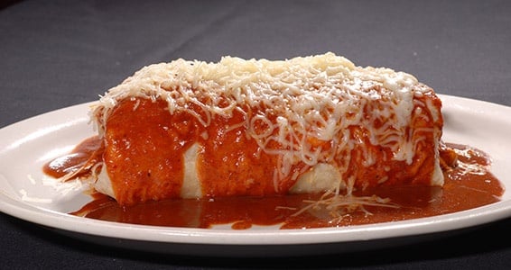 Wet Burrito with Red Sauce and Cheese