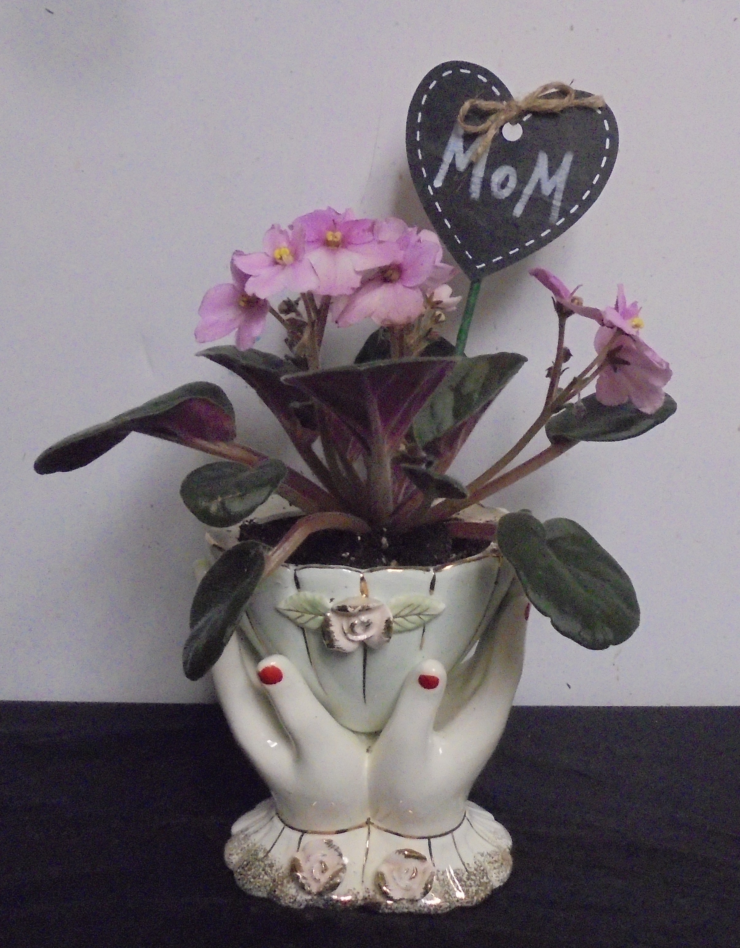 (22) "Pink" Violet Plant
In "Vintage" Hands Holding Vase
$30.00