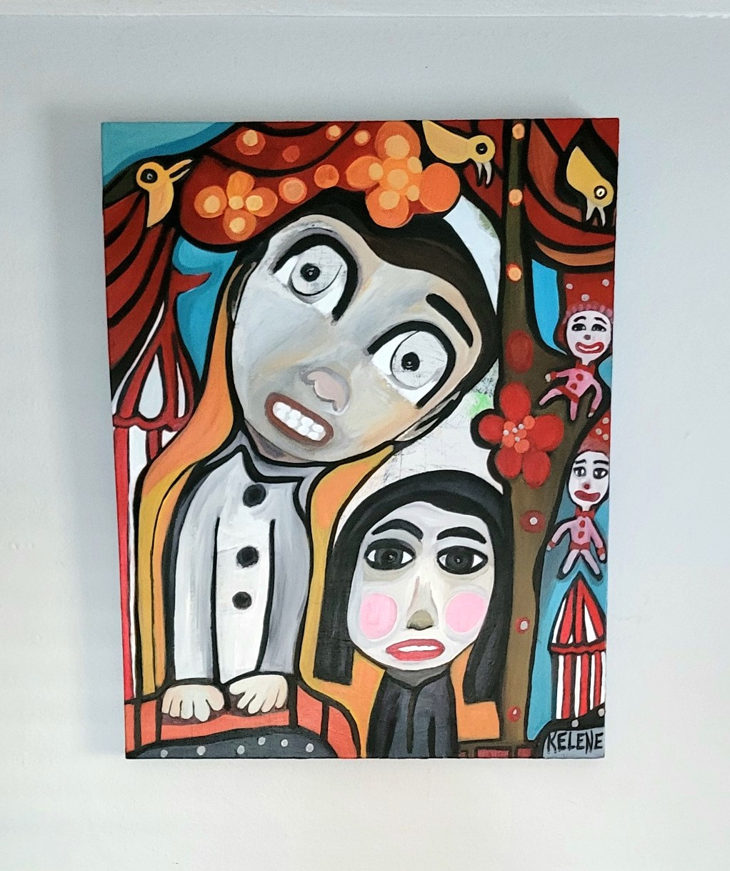 Title Leaving the Circus. 24 x 30 Acrylic on canvas. Kelene 2025 $450.00