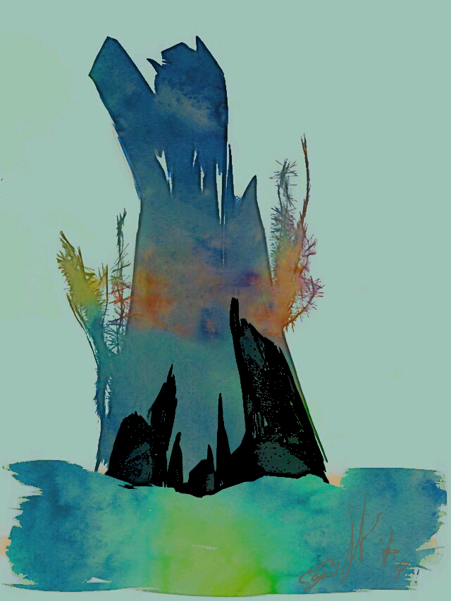 Tree Stump in Watercolor