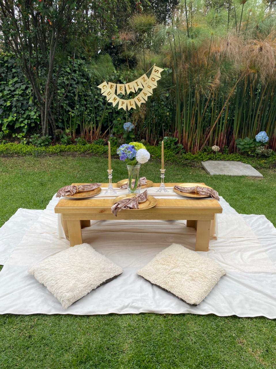 1 Mesa Auxiliar + 6 cojines + tapete
Largo 1.20m
Camino de mesa
profundidad 56cm
Alquiler $ 80.000